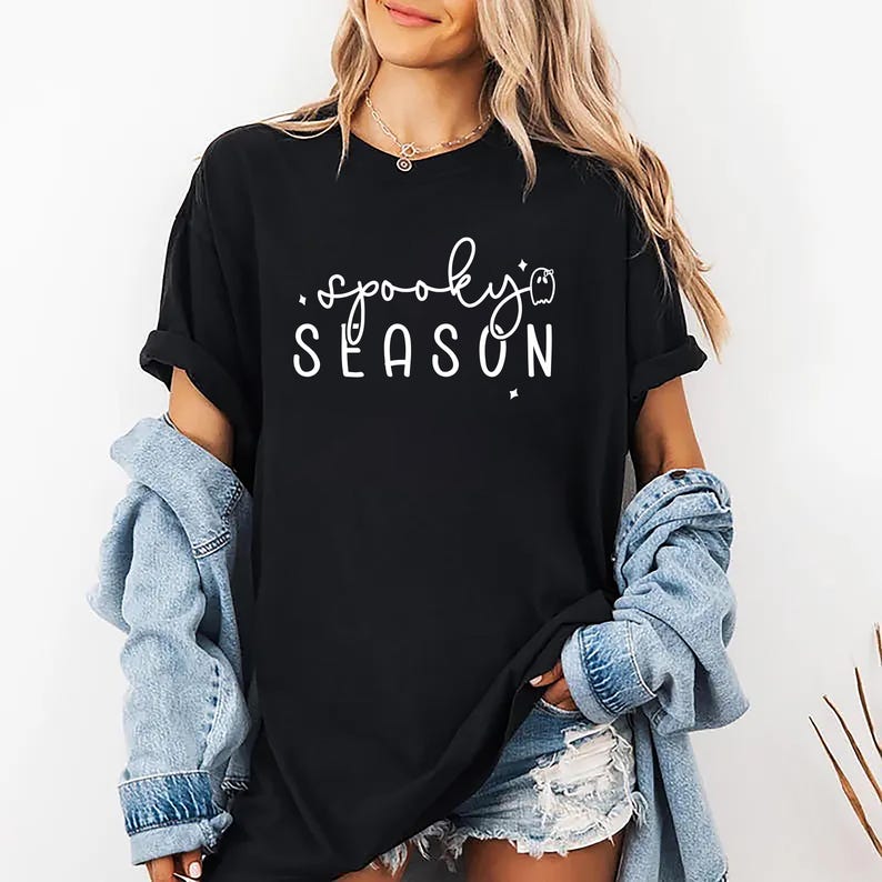 Cute Spooky Season Short Sleeve Shirt, Women’s Halloween Short Sleeve Shirt, Fall Aesthetic Short Sleeve Shirt, Halloween Short SleeveShirt
