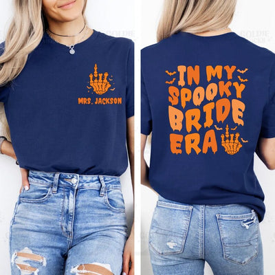 In My Spooky Bride Era Short Sleeve Shirt, Halloween Bride Tee, Engagement Gift, Bachelorette Party Short Sleeve Shirt