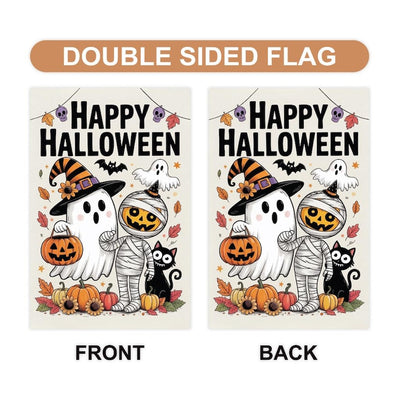 Happy Halloween Garden Flag, Spooky Ghost Jack-O'-Lantern Yard Flag, Small Seasonal Fall Decor, Holiday Party Cosplay Welcome Flag