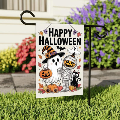 Happy Halloween Garden Flag, Spooky Ghost Jack-O'-Lantern Yard Flag, Small Seasonal Fall Decor, Holiday Party Cosplay Welcome Flag
