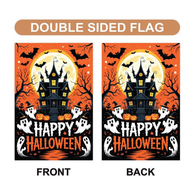 Haunted House Halloween Garden Flag, Ghost Pumpkin Bats Yard Flag, Fall Porch Decoration, Spooky Outdoor Holiday Lawn Welcome Flag