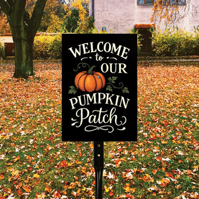 Welcome to Our Pumpkin Patch Yard Sign with 16" Stake, Rustic Fall Harvest Aluminum Sign, Outdoor Autumn Garden Porch Thanksgiving Decor
