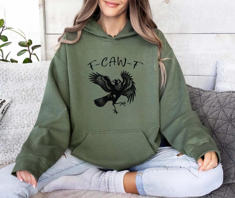 Funny Crow Hoodie, F-Caw-F Raven Hoodie, Black Crow Hoodie , Gothic Bird Hoodie