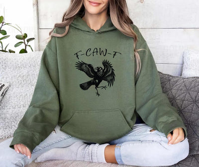 Funny Crow Hoodie, F-Caw-F Raven Hoodie, Black Crow Hoodie , Gothic Bird Hoodie