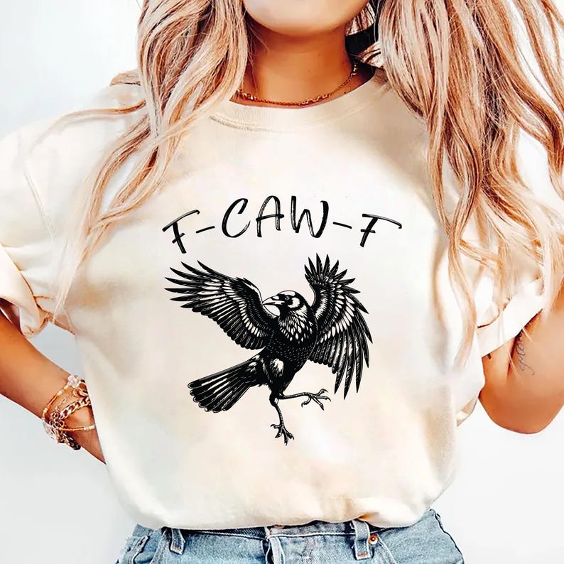 Funny Crow Short Sleeve Shirt, F-Caw-F Raven Short Sleeve Shirt, Black Crow Tee, Gothic Bird Short Sleeve Shirt, Unisex Funny Grunge Shirt