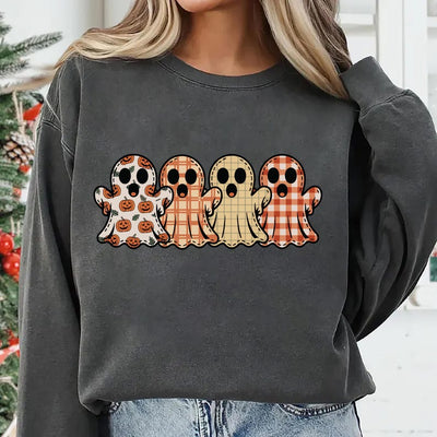 Preppy Floral Ghost Sweatshirt, Fall Ghost SweatShirt, Autumn Girly Graphic SweatShirt, Tis The Season Halloween SweatShirt,