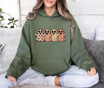 Preppy Floral Ghost Hoodie, Fall Ghost Hoodie, Autumn Girly Graphic Hoodie, Tis The Season Halloween Hoodie