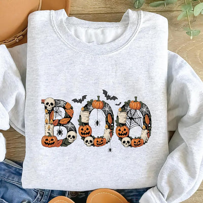 Boo Sweatshirt, Halloween Fall SweatShirt, Cute and Scary Ghost SweatShirt, Spooky Season Unisex SweatShirt