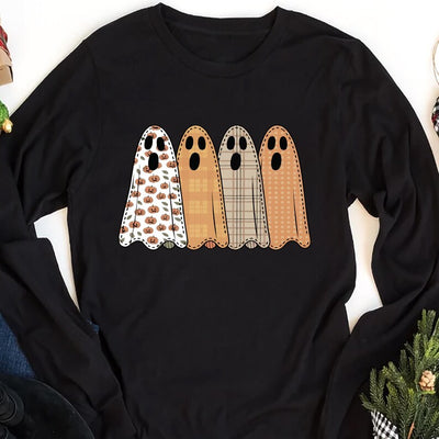 Preppy Floral Ghost Long Sleeve Shirt, Fall Ghost Long Sleeve Shirt, Autumn Girly Graphic Long Sleeve Shirt, Tis The Season Halloween Long Sleeve Shirt