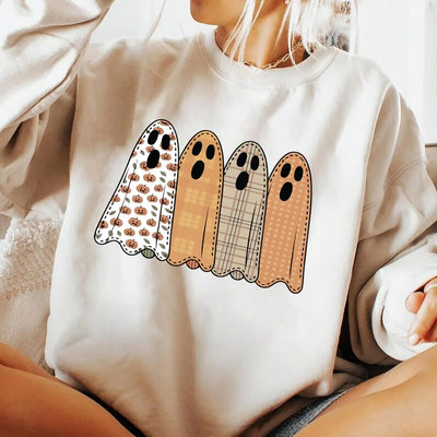 Preppy Floral Ghost Sweatshirt, Fall Ghost SweatShirt, Autumn Girly Graphic SweatShirt, Tis The Season Halloween SweatShirt