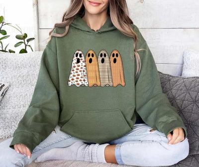 Preppy Floral Ghost Hoodie, Fall Ghost Hoodie, Autumn Girly Graphic Hoodie, Tis The Season Halloween Hoodie