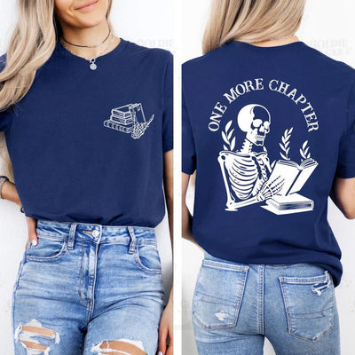 One More Chapter Short Sleeve Shirt, Halloween Book Tee, Cozy Reader Short Sleeve Shirt, Book Nerd Fall Reading Short Sleeve Shirt