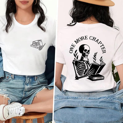 One More Chapter Short Sleeve Shirt, Halloween Book Tee, Cozy Reader Short Sleeve Shirt, Book Nerd Fall Reading Short Sleeve Shirt
