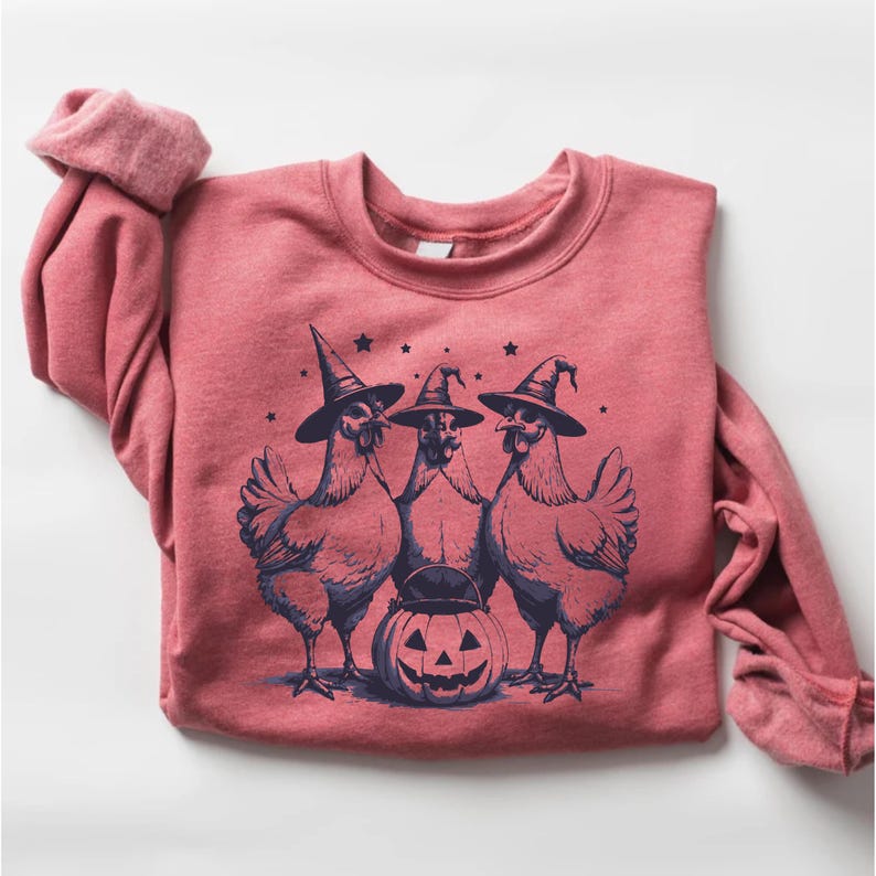 Chicken Witches Funny Halloween Sweatshirt, Vintage Chicken Witch SweatShirt, Funny Women Halloween Gift SweatShirt
