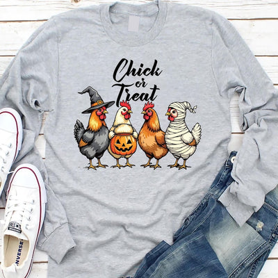 Chick Or Treat Long Sleeve Shirt, Halloween Chicken Long Sleeve Shirt, Funny Fall Long Sleeve Shirt