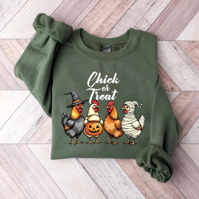 Chick Or Treat Sweatshirt, Halloween Chicken SweatShirt, Funny Fall SweatShirt
