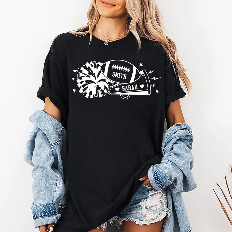 Custom Football Cheer Mom Short Sleeve Shirt, Family Gameday Mom of Both Short Sleeve Shirt