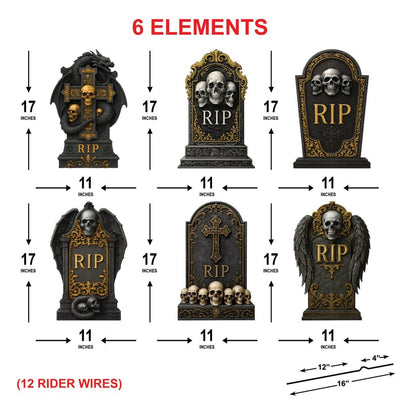 RIP Tombstone Halloween Yard Signs with Fiberglass Stakes, Outdoor Grave Marker Decorations for Spooky Cemetery Lawn or Haunted House Décor