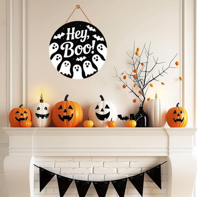 Halloween Welcome Door Sign 12", Hanging Wall Sign for Front Door, Outdoor Halloween Party Door Hanger, Spooky Home Decor Accent
