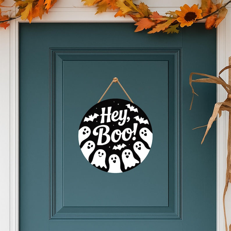 Halloween Welcome Door Sign 12", Hanging Wall Sign for Front Door, Outdoor Halloween Party Door Hanger, Spooky Home Decor Accent