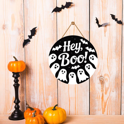 Halloween Welcome Door Sign 12", Hanging Wall Sign for Front Door, Outdoor Halloween Party Door Hanger, Spooky Home Decor Accent