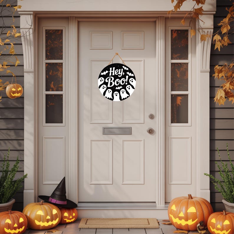 Halloween Welcome Door Sign 12", Hanging Wall Sign for Front Door, Outdoor Halloween Party Door Hanger, Spooky Home Decor Accent