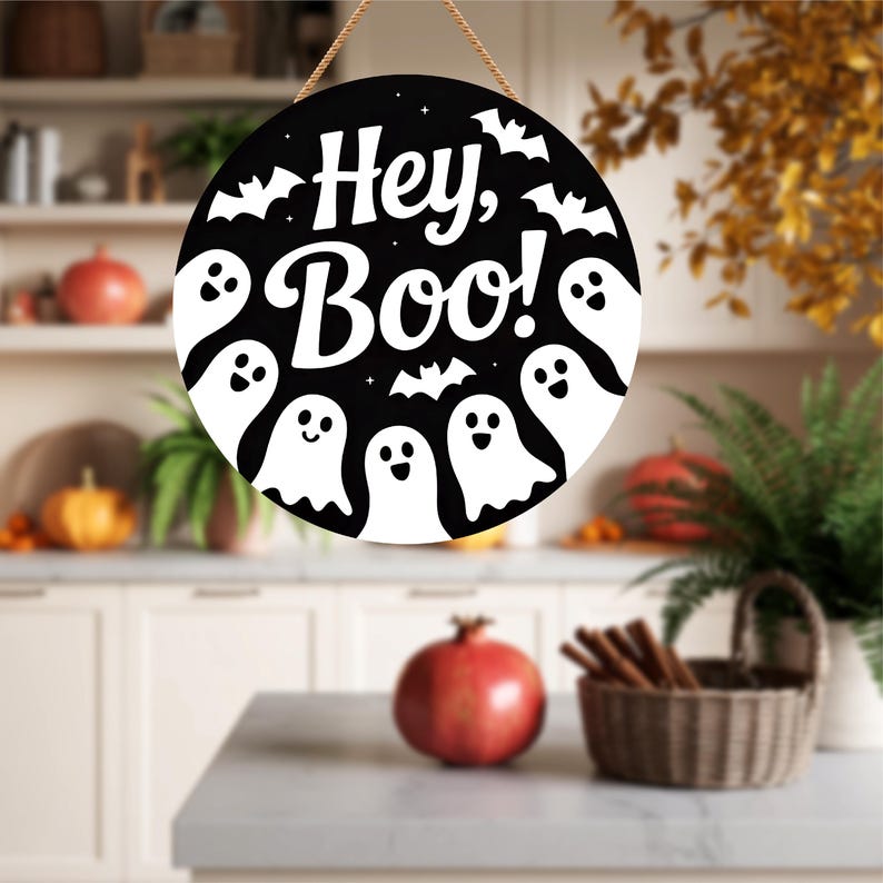 Halloween Welcome Door Sign 12", Hanging Wall Sign for Front Door, Outdoor Halloween Party Door Hanger, Spooky Home Decor Accent