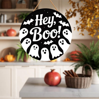 Halloween Welcome Door Sign 12", Hanging Wall Sign for Front Door, Outdoor Halloween Party Door Hanger, Spooky Home Decor Accent