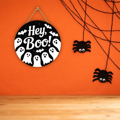 Halloween Welcome Door Sign 12", Hanging Wall Sign for Front Door, Outdoor Halloween Party Door Hanger, Spooky Home Decor Accent