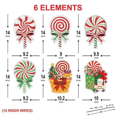 Christmas Candy Yard Signs, Lollipop Holiday Lawn Decorations with Stakes, Waterproof Outdoor Xmas Garden Patio Porch Walkway Party Décor