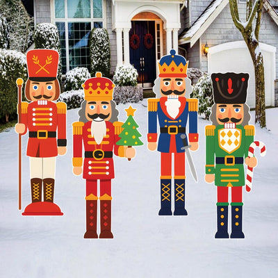 Nutcracker Yard Signs, Outdoor Christmas Lawn Decorations with Stakes, Holiday Garden Patio Pathway Cute Xmas Party Winter Décor