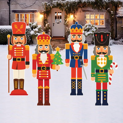 Nutcracker Yard Signs, Outdoor Christmas Lawn Decorations with Stakes, Holiday Garden Patio Pathway Cute Xmas Party Winter Décor