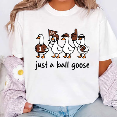 Just A Silly Goose Football Short Sleeve Shirt, Fall Football Game Day Goose Tee, Retro American Football Goose Short Sleeve Shirt