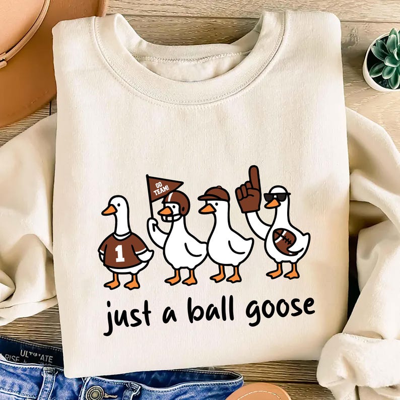 Just A Silly Goose Football Sweatshirt, Fall Football Game Day Goose SweatShirt, Retro American Football Goose SweatShirt