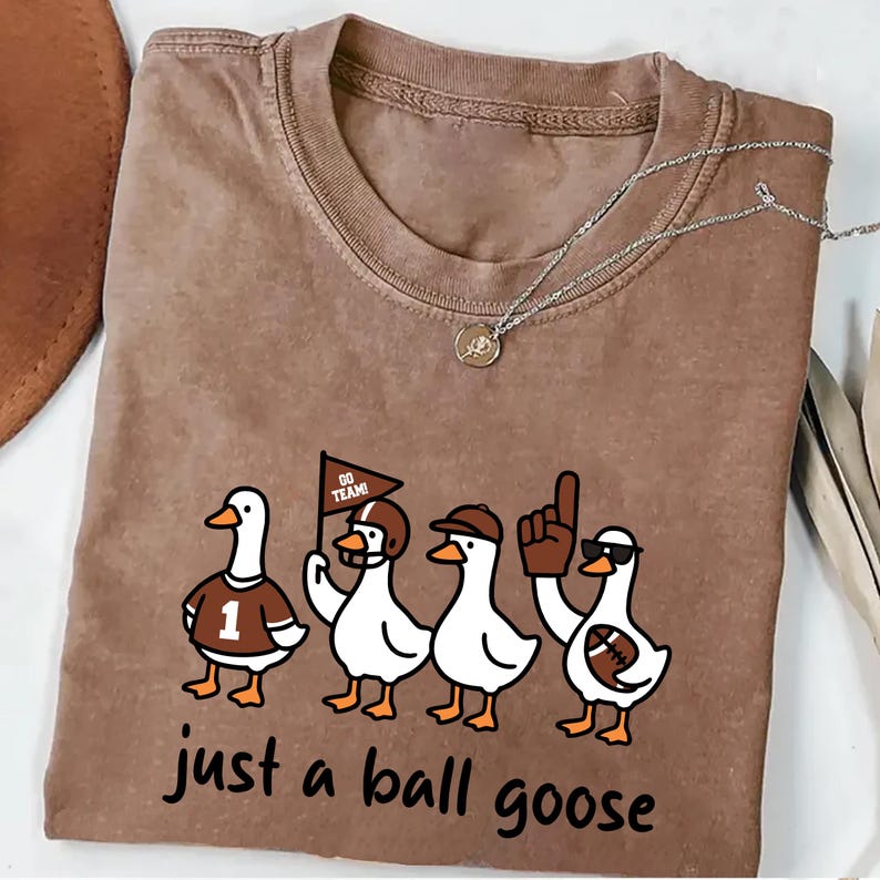 Just A Silly Goose Football Short Sleeve Shirt, Fall Football Game Day Goose Tee, Retro American Football Goose Short Sleeve Shirt