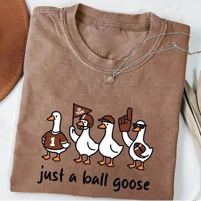 Just A Silly Goose Football Short Sleeve Shirt, Fall Football Game Day Goose Tee, Retro American Football Goose Short Sleeve Shirt