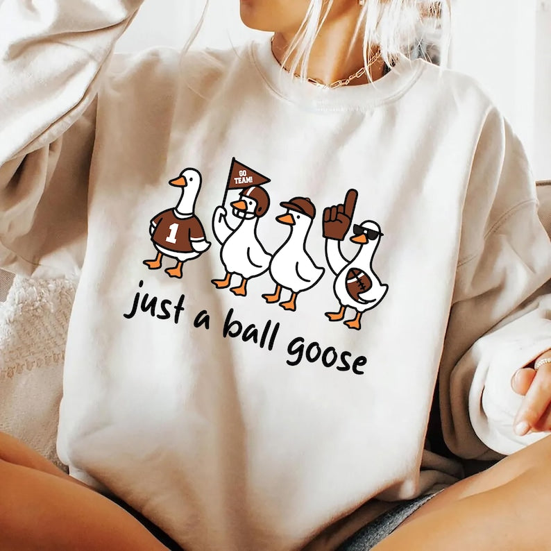 Just A Silly Goose Football Sweatshirt, Fall Football Game Day Goose SweatShirt, Retro American Football Goose SweatShirt