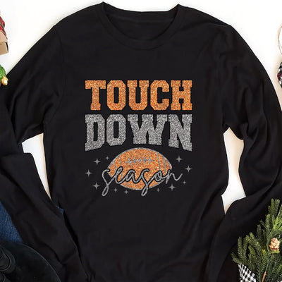 Touch Down Season Long Sleeve Shirt, Game Day Football Mom Long Sleeve Shirt, Football Lover Long Sleeve Shirt