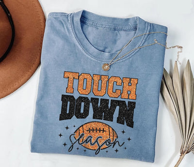 Touch Down Season Short Sleeve Shirt, Game Day Football Mom Short Sleeve Shirt, Football Lover Tee, American Football Short Sleeve Shirt
