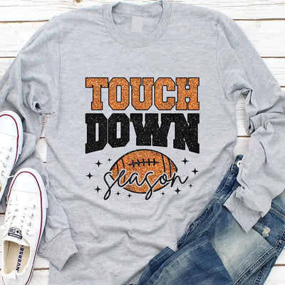 Touch Down Season Long Sleeve Shirt, Game Day Football Mom Long Sleeve Shirt, Football Lover Long Sleeve Shirt