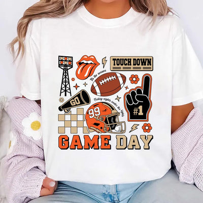 Football Collage Short Sleeve Shirt, Football Season Short Sleeve Shirt, Game Day Touchdown Tee, Retro Football Mama Short Sleeve Shirt