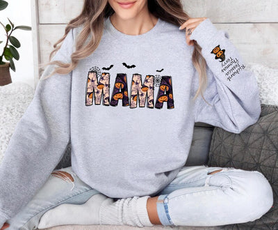 Personalized Halloween Mama Sweatshirt, Spooky Mama SweatShirt, Gift for Mom SweatShirt, Spooky Mama SweatShirt