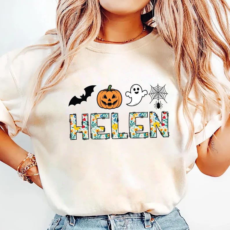 Custom Halloween Short Sleeve Shirt, Personalized Halloween Short Sleeve Shirt, Custom Name Tee, Custom Family Short Sleeve Shirt