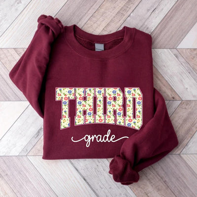 Third Grade Teacher Sweatshirt, 3rd Grade Floral SweatShirt Back to School SweatShirt, First Day of School SweatShirt