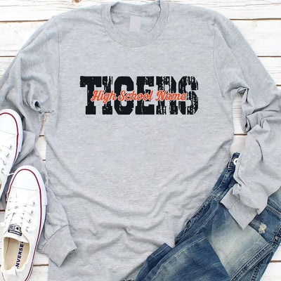 Custom Mascot Long Sleeve Shirt, Personalized School Spirit Long Sleeve Shirt, Football Volleyball Team Mascot Long Sleeve Shirt