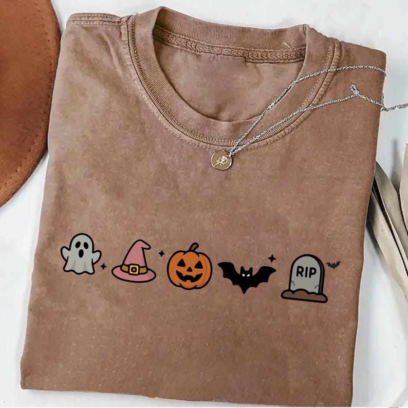 Cute Halloween Short Sleeve Shirt, Minimalist Halloween Shirt, Spooky Season Tee, Fall Halloween Short Sleeve Shirt, Unisex Aesthetic Halloween Short Sleeve Shirt, Halloween Gifts
