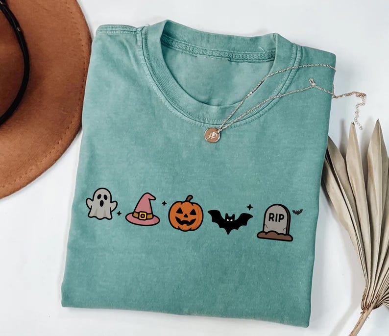 Cute Halloween Short Sleeve Shirt, Minimalist Halloween Shirt, Spooky Season Tee, Fall Halloween Short Sleeve Shirt, Unisex Aesthetic Halloween Short Sleeve Shirt, Halloween Gifts