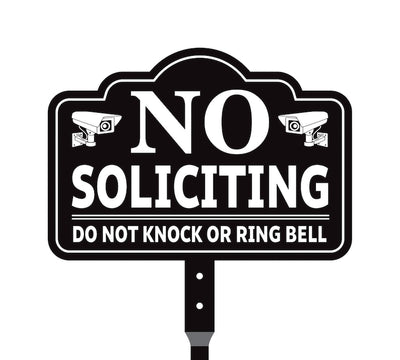 No Soliciting Yard Sign for House with 16" Stake, Rust-Free Aluminum Front Door Warning Sign, UV Protected Outdoor Privacy Lawn Sign