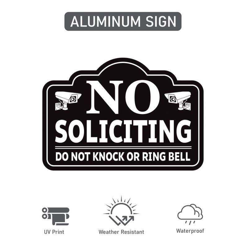 3 Pack No Soliciting Yard Sign for House with 16" Stake, Rust-Free Aluminum Front Door Warning Sign, UV Protected Outdoor Privacy Lawn Sign