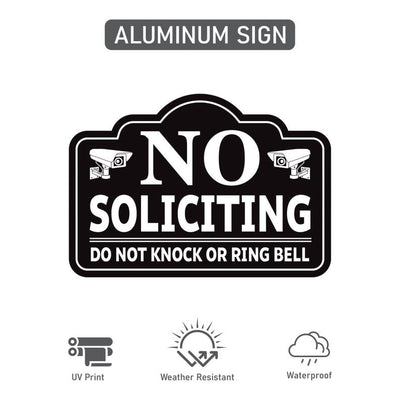 3 Pack No Soliciting Yard Sign for House with 16" Stake, Rust-Free Aluminum Front Door Warning Sign, UV Protected Outdoor Privacy Lawn Sign